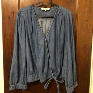 Madewell Chambray Wrap Top